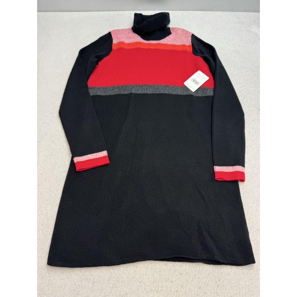 Free People Winter Break Sweater Dress Women's Large Black Turtleneck Colorblock